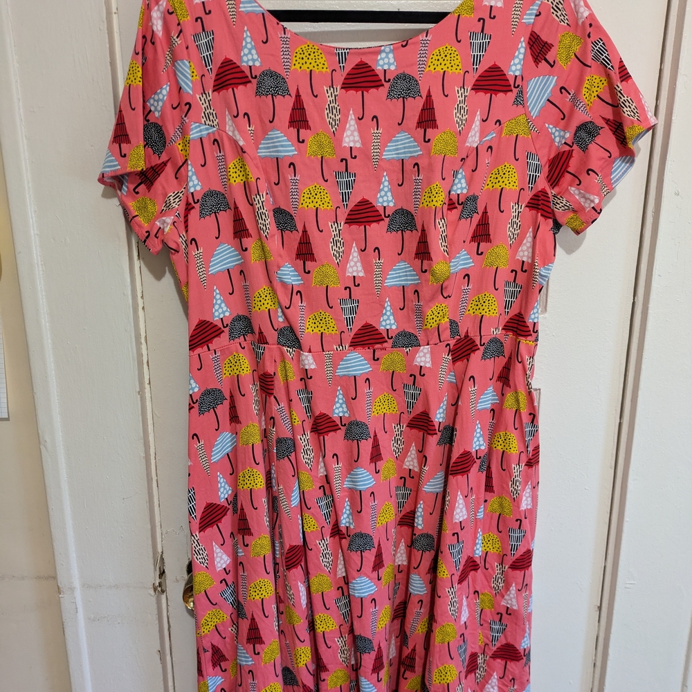 Pink Umbrella Print Dress